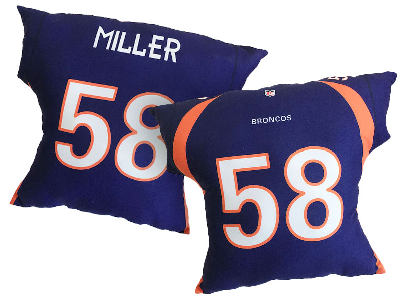 Denver Broncos #58 Von Miller Navy Blue 2016 Chrismas Day Name & Number Pillow