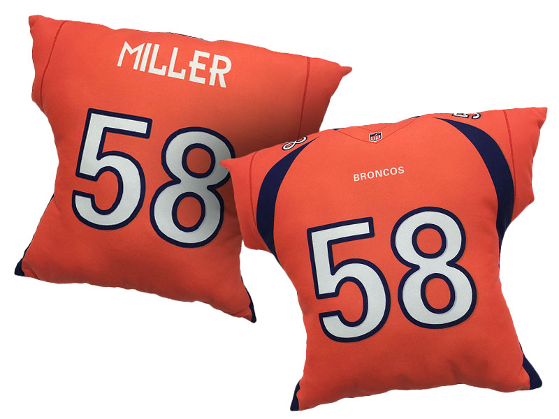 Denver Broncos #58 Von Miller Orange 2016 Chrismas Day Name & Number Pillow