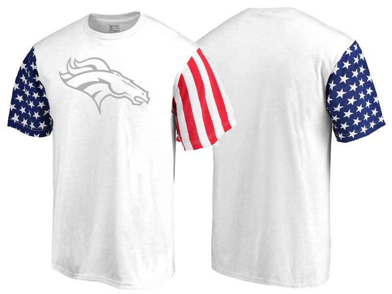 Denver Broncos White Independence Day Stars & Stripes T-Shirt