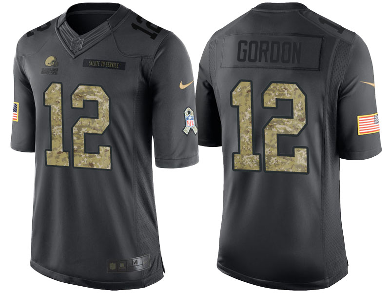 Cleveland Browns #12 Josh Gordon Camo Anthracite 2016 Salute to Service Limited Jersey