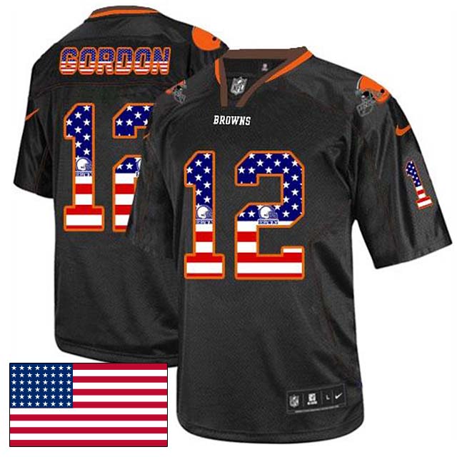 Cleveland Browns #12 Josh Gordon Black USA Flag Fashion Jersey