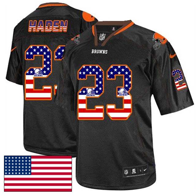 Cleveland Browns #23 Joe Haden Black USA Flag Fashion Jersey