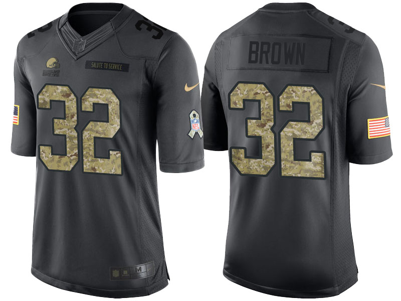 Cleveland Browns #32 Jim Brown Camo Anthracite 2016 Salute to Service Limited Jersey