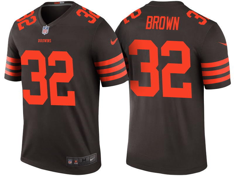 Cleveland Browns #32 Jim Brown Brown Color Rush Legend Jersey - Light Up Thursday Night