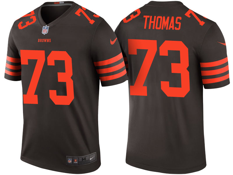 Cleveland Browns #73 Joe Thomas Brown Color Rush Legend Jersey - Light Up Thursday Night