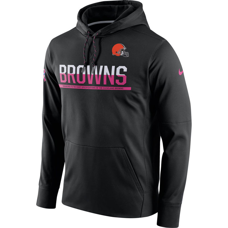 Cleveland Browns Black Breast Cancer Awareness Circuit Performance Pullover Hoodie