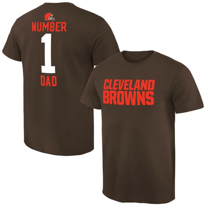 Cleveland Browns Brown Number 1 Dad Name & Logo Pro Line T-Shirt