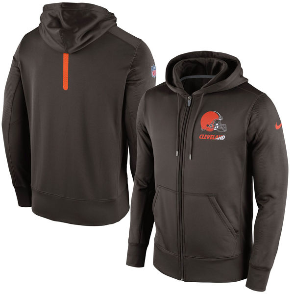 Cleveland Browns Brown Sideline Full-Zip Performance Hoodie