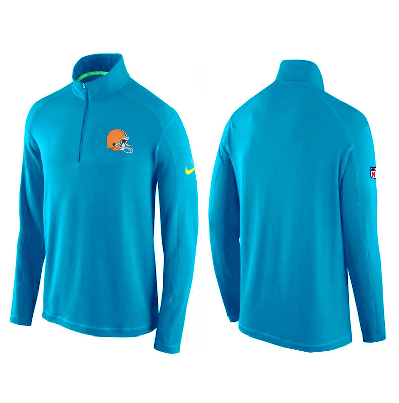 Cleveland Browns Cyan Game Day Half-Zip Knit Performance Tri-Blend Jacket