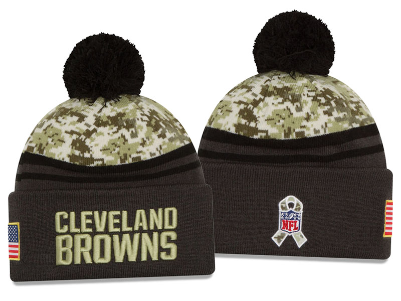 Cleveland Browns Graphite New Era Camo Salute To Service Knit Hat For Veterans Day