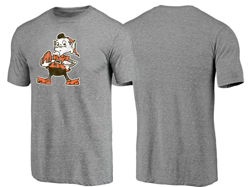 Cleveland Browns Gray Throwback Logo Tri-Blend Short Sleeve T-Shirt