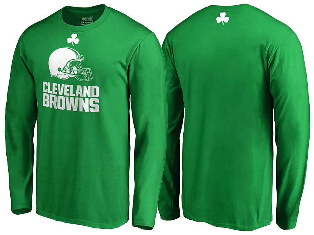 Cleveland Browns Kelly Green White Logo St. Patrick's Day Long Sleeve T-Shirt