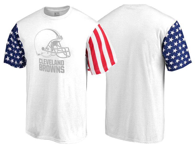 Cleveland Browns White Independence Day Stars & Stripes T-Shirt