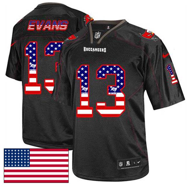 Tampa Bay Buccaneers #13 Mike Evans Black USA Flag Fashion Jersey