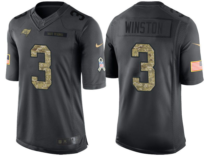 Tampa Bay Buccaneers #3 Jameis Winston Camo Anthracite 2016 Salute to Service Limited Jersey