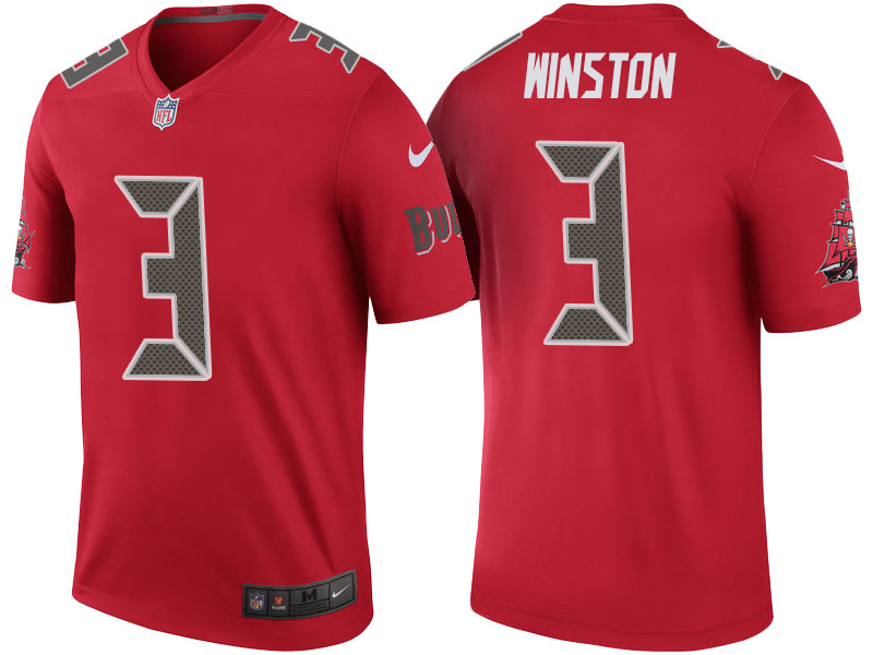 Tampa Bay Buccaneers #3 Jameis Winston Red Color Rush Legend Jersey