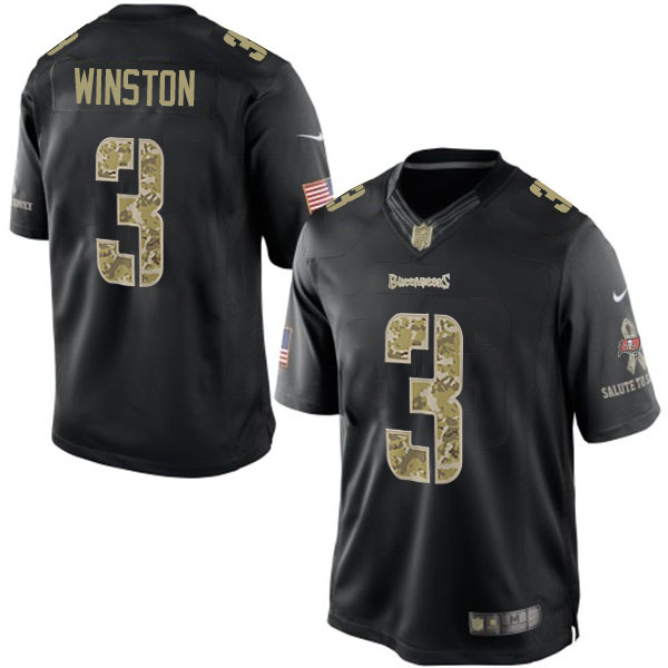 NFL Tampa Bay Buccaneers #3 Jameis Winston Salute To Service Black Jersey