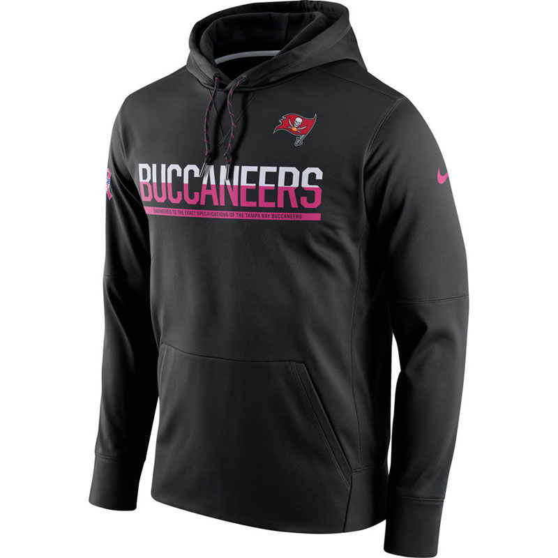 Tampa Bay Buccaneers Black Breast Cancer Awareness Circuit Performance Pullover Hoodie