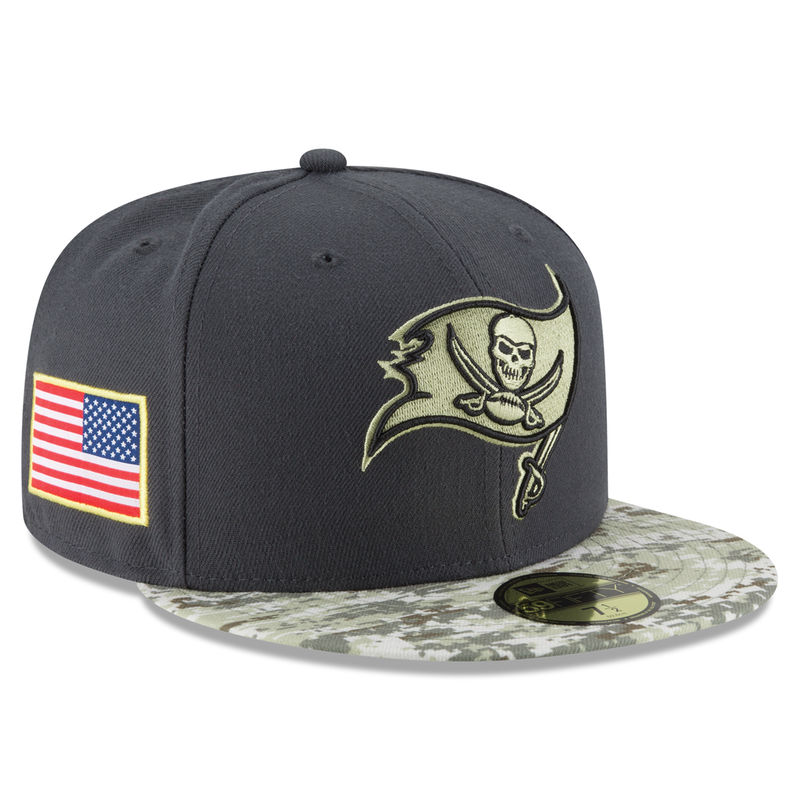 Tampa Bay Buccaneers Graphite Salute To Service Sideline Camo Veterans Day 59FIFTY Fitted Hat