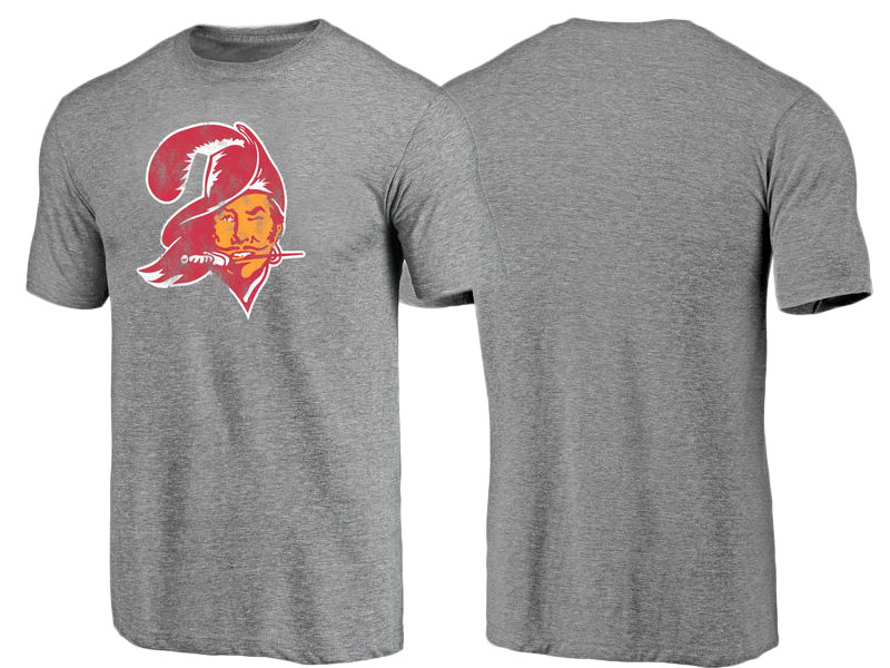 Tampa Bay Buccaneers Gray Throwback Logo Tri-Blend Short Sleeve T-Shirt