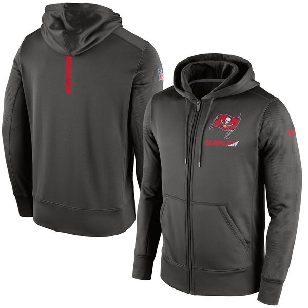 Tampa Bay Buccaneers Pewter Sideline Full-Zip Performance Hoodie