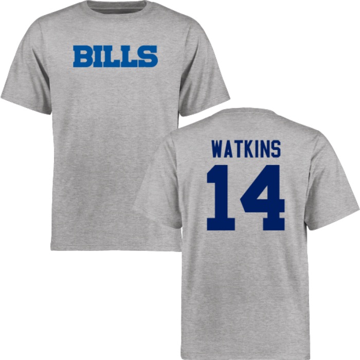 Buffalo Bills #14 Sammy Watkins Gray Name & Number Wordmark T-shirt