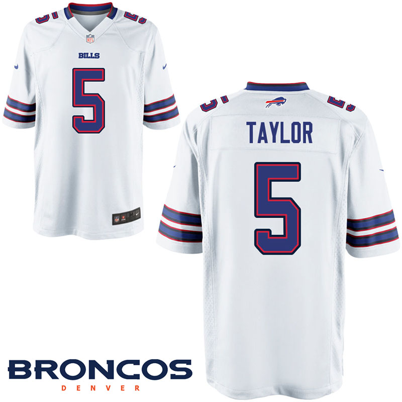 Buffalo Bills #5 Tyrod Taylor White Game Jersey