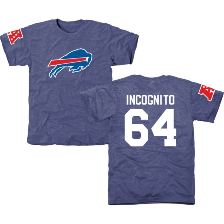 Buffalo Bills #64 Richie Incognito Royal Blue Name & Number Tri-Blend T-shirt