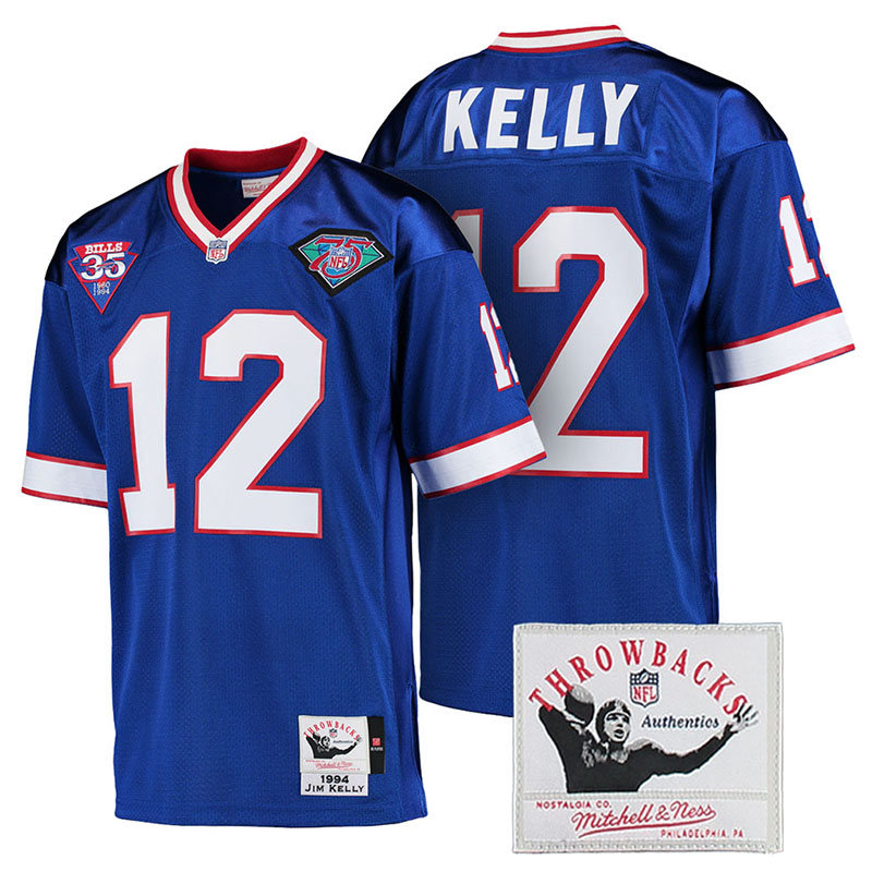 Buffalo Bills #12 Jim Kelly Royal Authentic Throwback Jersey