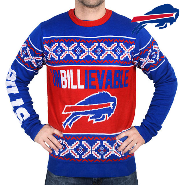 Buffalo Bills Klew Blue & Red Slogan Crew Knit Ugly Sweater