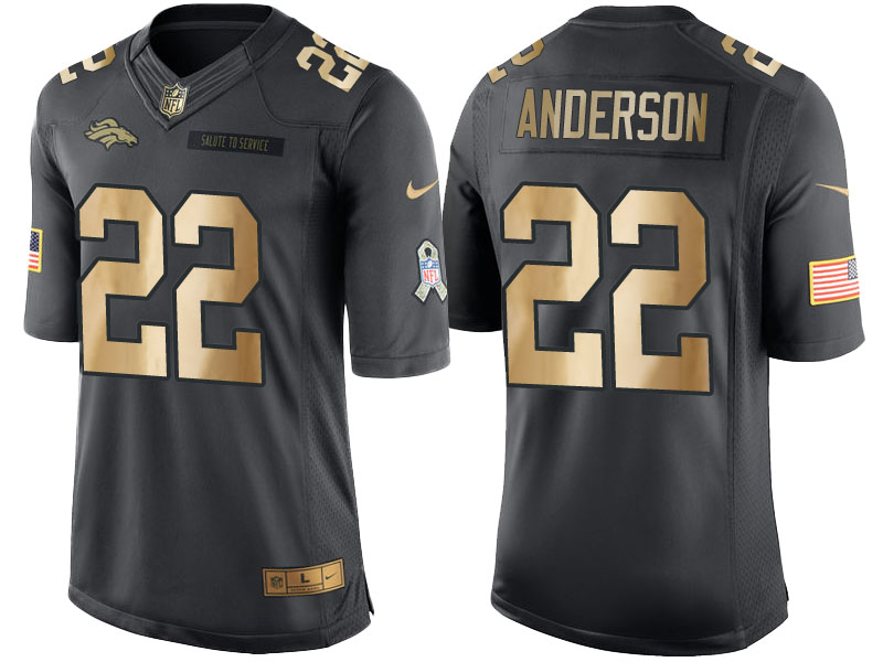 Broncos #22 C.J. Anderson Anthracite 2016 Christmas Gold Salute to Service Jersey