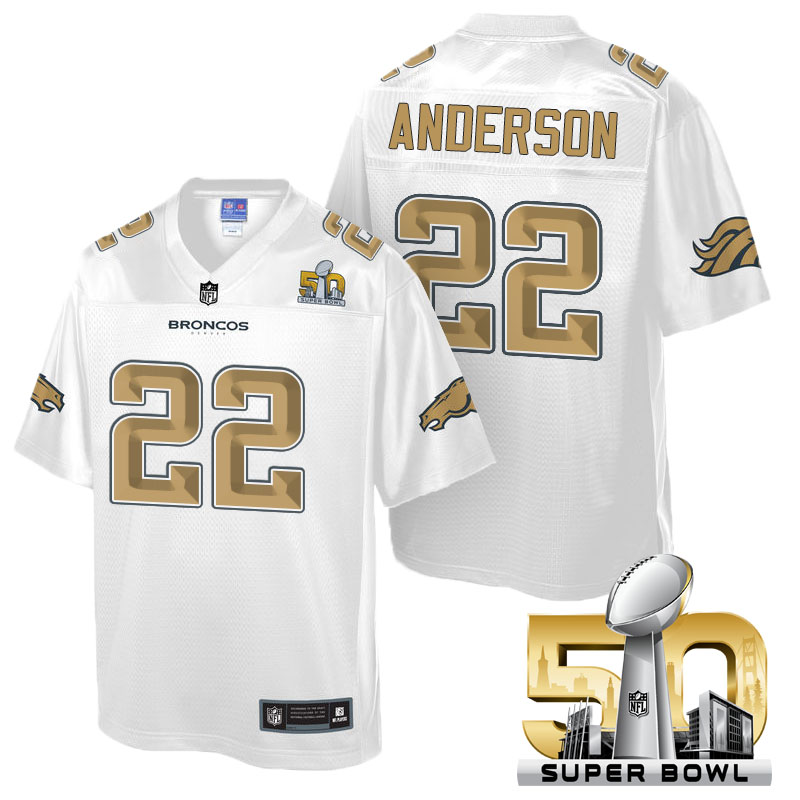 Denver Broncos #22 C.J. Anderson White 2016 Super Bowl 50th Pro Line Fashion Jersey