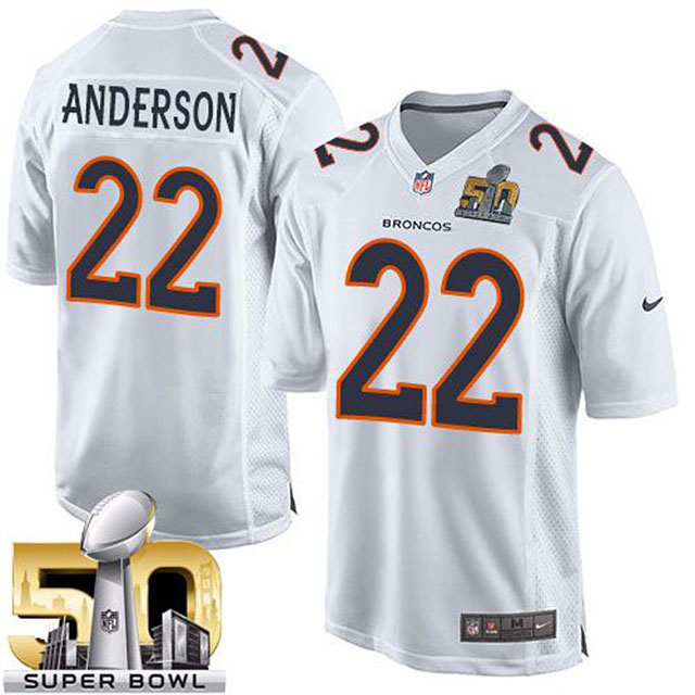 Denver Broncos #22 C.j. Anderson White Super Bowl 50 Game Event Jersey