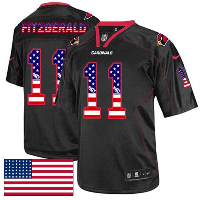 Arizona Cardinals #11 Larry Fitzgerald Black USA Flag Fashion Jersey