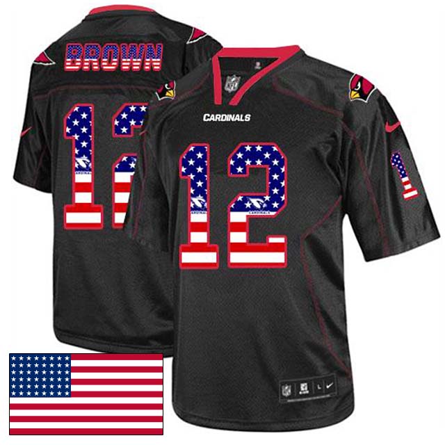 Arizona Cardinals #12 John Brown Black USA Flag Fashion Jersey