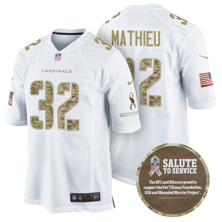 Arizona Cardinals #32 Tyrann Mathieu White Camo Salute to Service Jersey