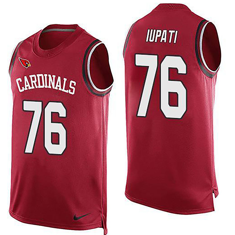 Cardinals #76 Mike Iupati Red Team Color Men NFL Limited Tank Top