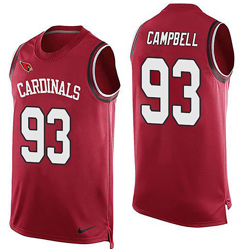 Cardinals #93 Calais Campbell Red Team Color Men NFL Limited Tank Top