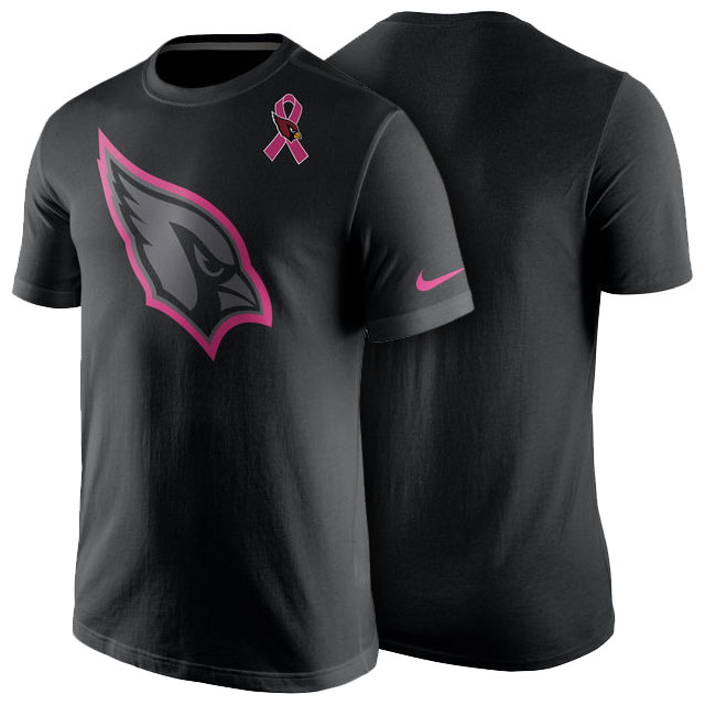 Arizona Cardinals Black Breast Cancer Awareness Team Travel Performance T-Shirt