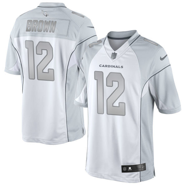 Arizona Cardinals #12 John Brown White Platinum Limited Jersey