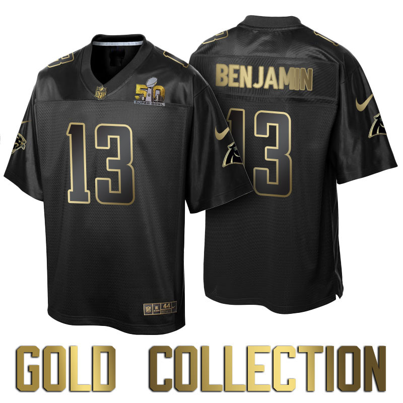 Carolina Panthers #13 Kelvin Benjamin Super Bowl 50 Black Gold Collection Jersey