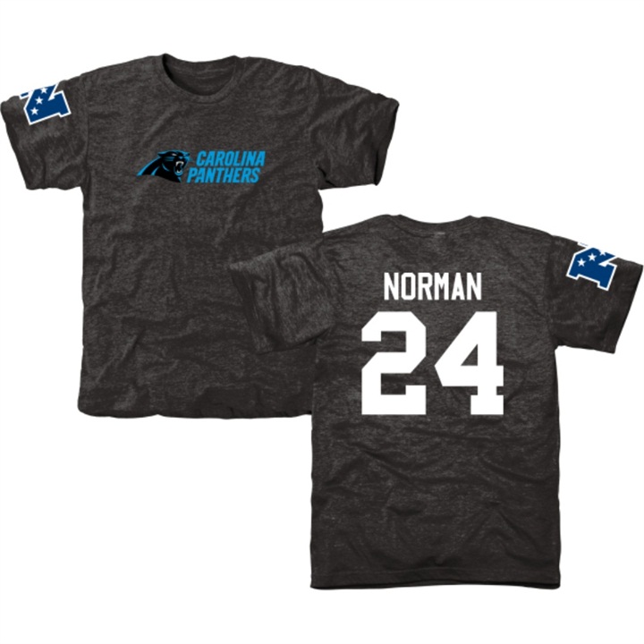 Carolina Panthers #24 Josh Norman Black Name & Number Tri-Blend T-shirt