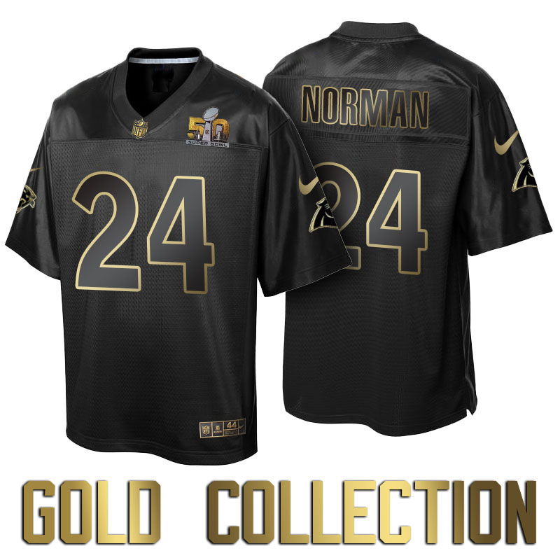 Carolina Panthers #24 Josh Norman Super Bowl 50th Black Gold Collection Jersey