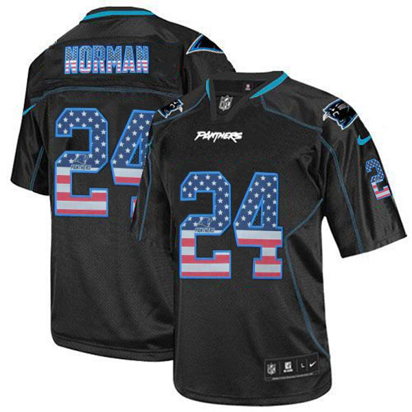 Carolina Panthers #24 Josh Norman Black USA Flag Fashion Jersey