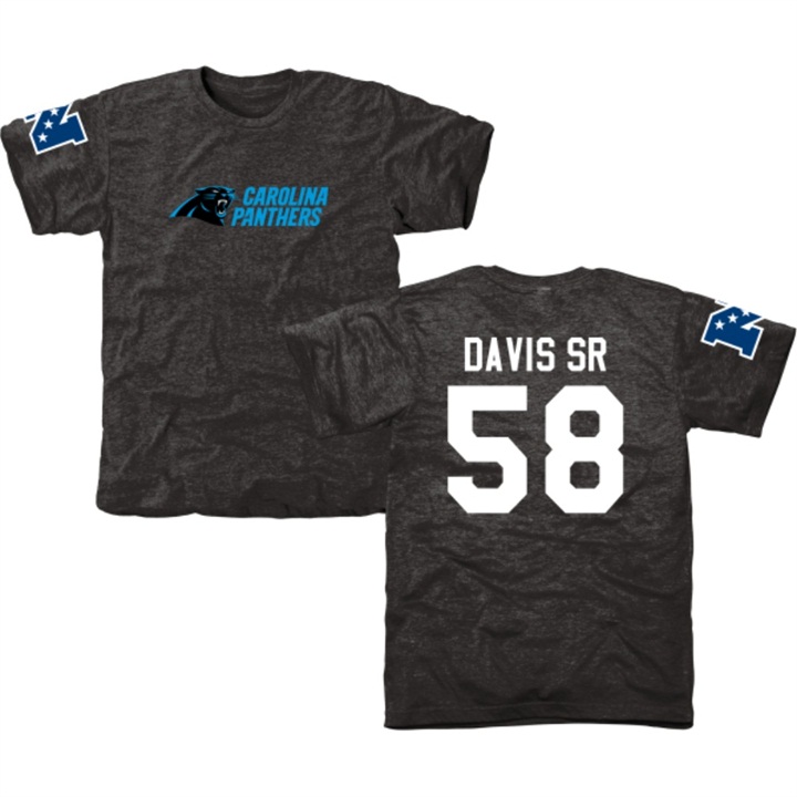 Carolina Panthers #58 Thomas Davis Sr Black Name & Number Tri-Blend T-shirt