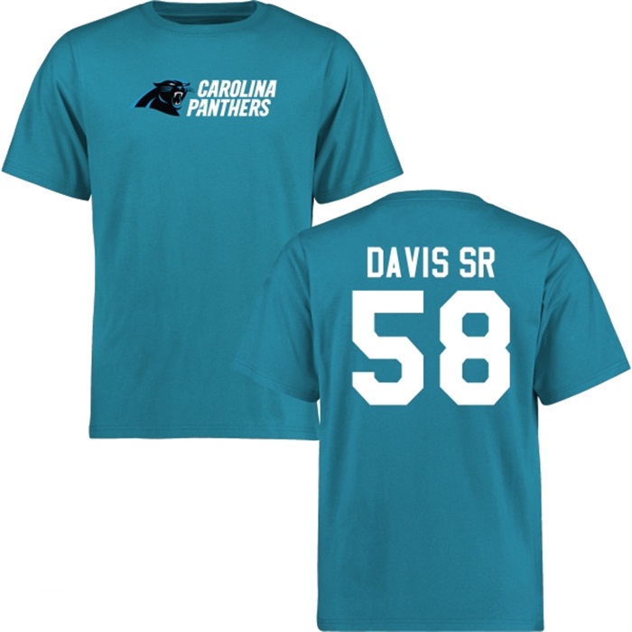 Carolina Panthers #58 Thomas Davis Sr Blue Name & Number Wordmark T-shirt