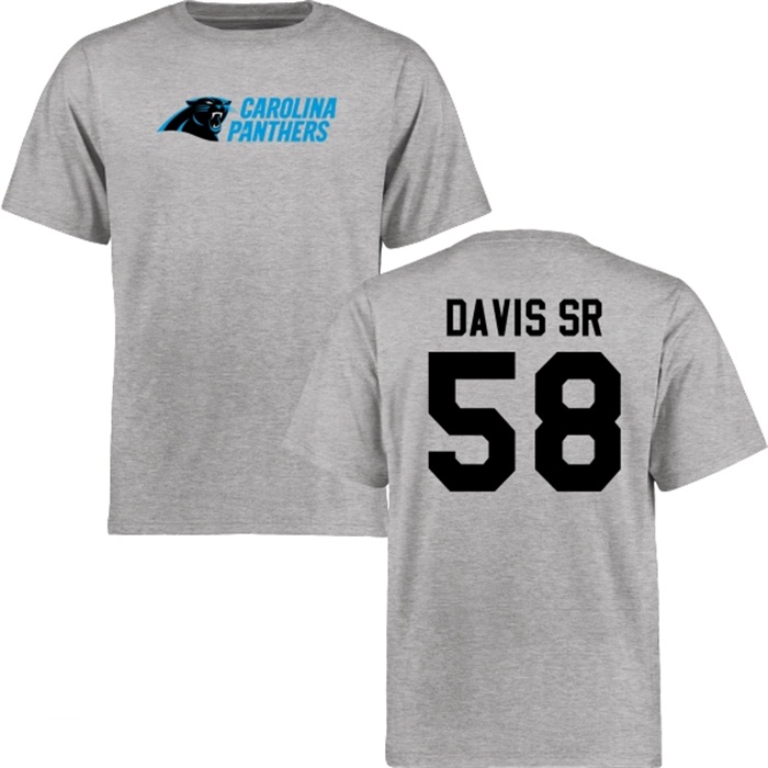 Carolina Panthers #58 Thomas Davis Sr Gray Name & Number Wordmark T-shirt