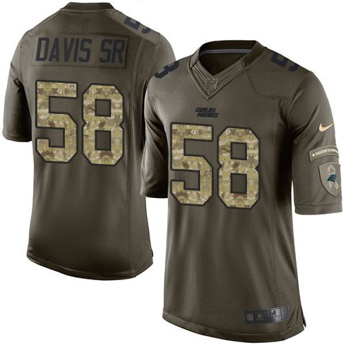 Carolina Panthers #58 Thomas Davis Sr Green Salute To Service Jersey