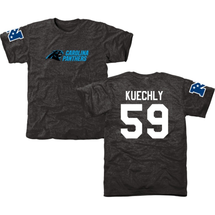 Carolina Panthers #59 Luke Kuechly Black Name & Number Tri-Blend T-shirt