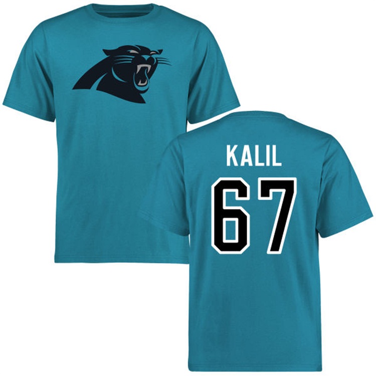 Carolina Panthers #67 Ryan Kalil Name & Number Blue Logo T-shirt